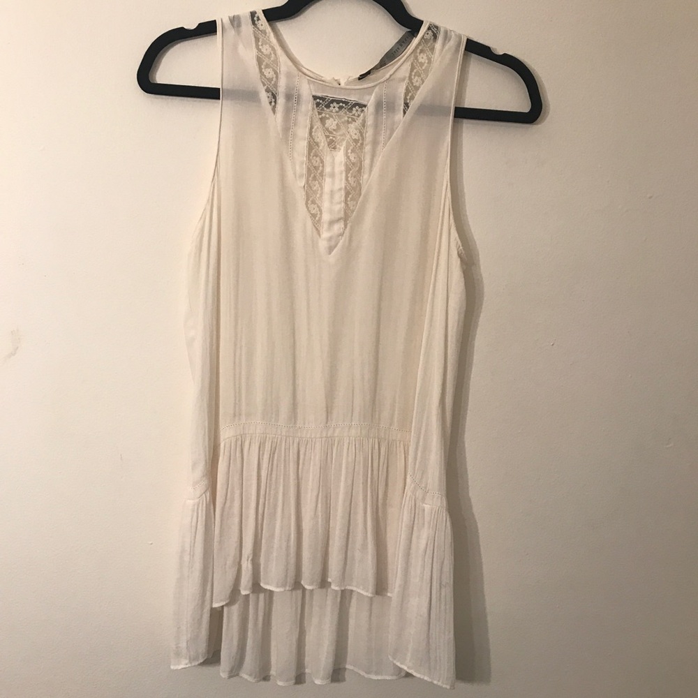 ZARA sheer sleeveless off white top XS